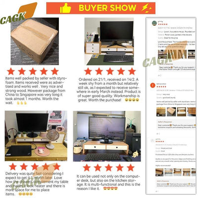 SG Stock Home Wooden Monitor Riser Stand/Ergonomic Laptop Stand/Desk Organizer Keyboard Storage