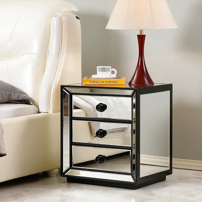 European Bedroom Bedside Table Modern Simple Mini Family Bedside Cabinets Light Luxury Mirror Glass