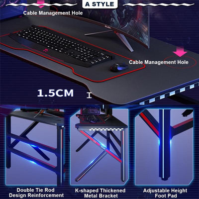 【2022 NEW】E-sports Gaming Table Computer Table With RGB Lighting Home Ergonomic Study Table Study