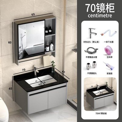 PYGH Italian Slate Bathroom Cabinet Thickened Aluminum Alloy Bathroom Vanity Cabinet Bathroom Smart