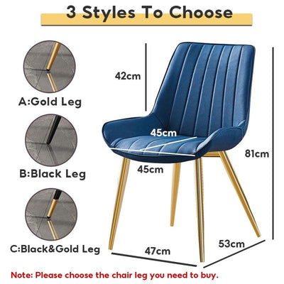 DF New Dining Chair Nordic Dining Chair Waterproof Leather Gold Dining Chair Home Iron Art Chair