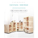 Cat Cage Villa Apartment Solid Wood With Climbing Rack House Dispaly Cabinet Four Seasons Universal