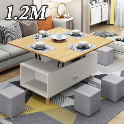 Multifunctional 3 In 1 Dining Table Home Folding Lifting Coffee Table Nordic Dual-purpose Telescopic