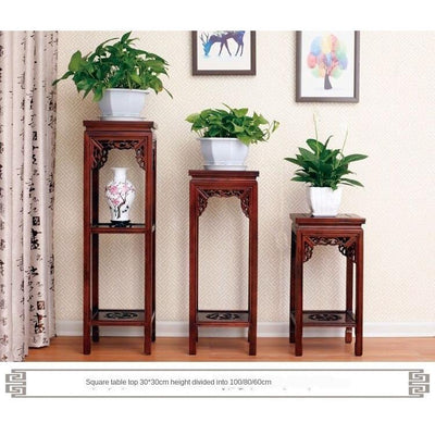 SENBIJU Chinese Stand Solid Wood Living Room Ground Green Rose Spider Flower Pot Bonsai Shelf