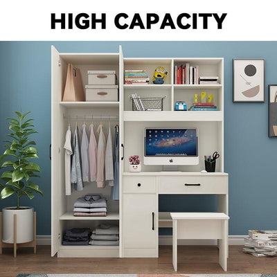 Wardrobe Integrated With Computer Desk Small Apartment Combination Cabinet Table Home Wardrobe-042