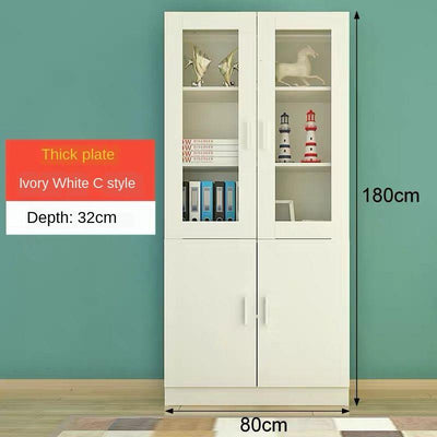 SENBIJU Bookshelf Modern Shelf Living Room Cabinet Glass Door Locker Simple Bookcase Free