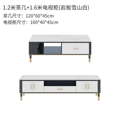 Marble Coffee Table Tv Cabinet Combination Small Family Coffee Table with Lock