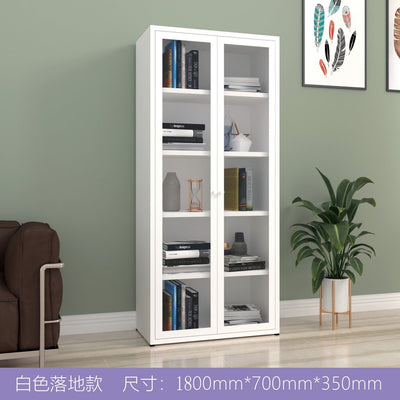 Bookshelf Cabinet Living Room Dustproof Bookshelf Wrought Iron Glass Door Bookcase Home Floor