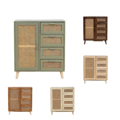 GC Storage Cabinet Solid Wood Rattan Cabinet Sideboard Modern Simple Living Room Wall Cabinet