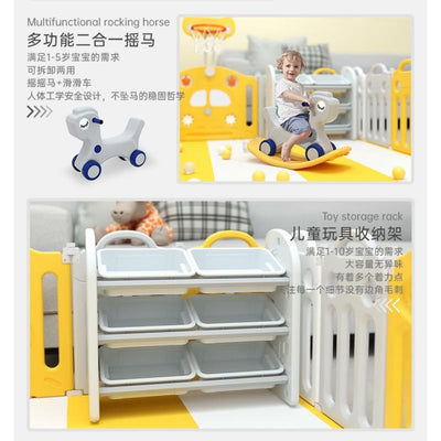 HOUMASH Folding Baby Play Yard Baby Playpen With Basketball Hoop Toddler Indoor Home Park Anti-fall