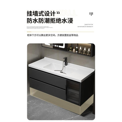 LAL Modern Simple Bathroom Cabinet Bathroom Ceramic Integrated Washstand, Wash Face Light Luxury