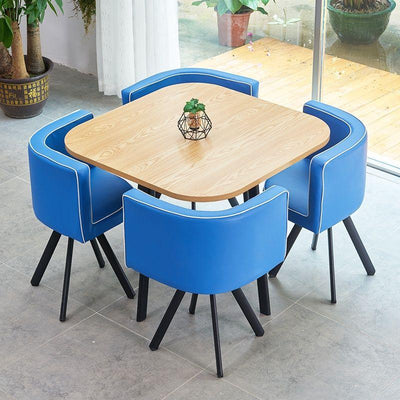 (4+1) Nordic Simple Round Dining Coffee Table Chair