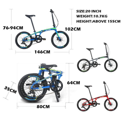 Xds Foldable Bicycle Folding Bicycle 10kg 8 Speed Aluminum Alloy Folding Bike Z3 Portable Men And