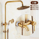 RUNZE All Copper Rain Shower Set European Retro Bathroom Shower Full Set With Shower Head