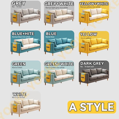 YOOKE Fabric Sofa Nordic Small Apartment Simple Sofa Small Living Room Double Sofa 2 Seaters 3