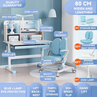 Ergonomic Kids Study Table Children Kids Table and Chair Set, Height Adjustable Student Study Table