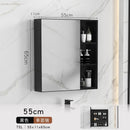 K.T Bathroom Mirror Cabinet Wall Mounted Aluminum Alloy Toilet Storage Box with Towel Rack Shelf