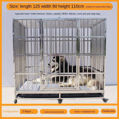 2020 Large Bold Stainless Steel Folding Golden Hair Haschsi Samoya Dog Indoor With Toilet Pet Cage