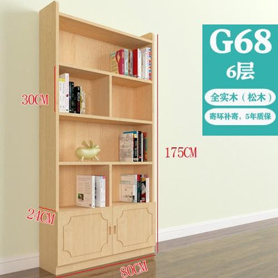 Book Shelf Solid Wood Bookshelf Cabinet Modern Simple Floor Bookcase Shelf Log Pine With Door Bay