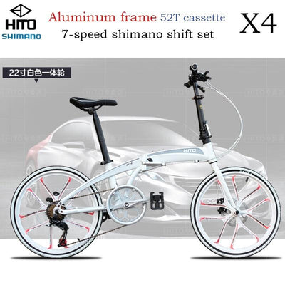 Hito X6 Foldable Bicycle Shimano 7-speed 20/22 inch Folding Bicycle Aluminum Frame Ultra Light 52T