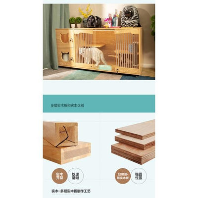 Storey Cat Villa Solid Wood Three Cat Cage Breeding Cage Cat House Cat Cabinet Household Large Free