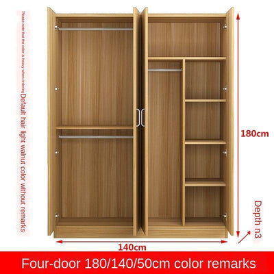 Bedroom Square Lattice Cabinet Wardrobe 140cm Small Household Load-bearing Wood 40/50 Deep Hanging