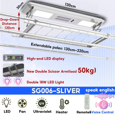 [SG LOCAL] Automated Laundry Rack Tuya-app Control Ceiling Clothes Drying Rack 5 Years Warranty