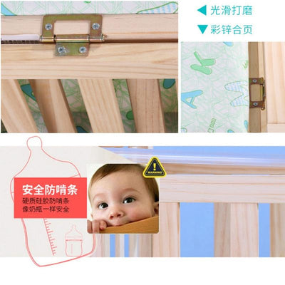 Crib Solid Wood Baby Bed Lacquerless Baby Cradle Foldable Multifunctional Desk Mobile Portable