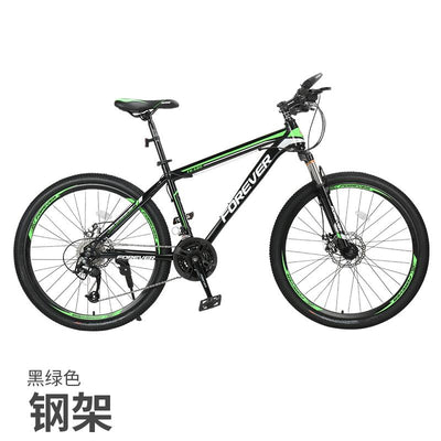 Forever Mountain Bike 26 Inch High Carbon Steel Shifting Adults Road Bike Double Disc Brakes Men's