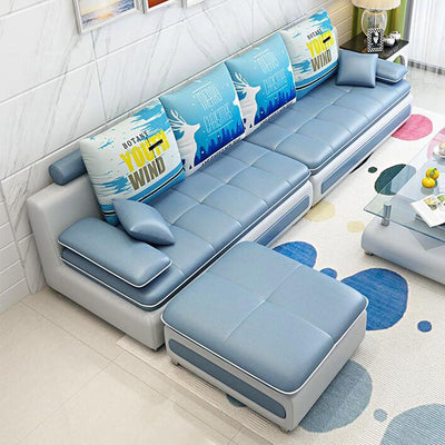 L-shaped 3-4 Seat Sofa With Footrest Living Room Economical Sofa Bed Combo Set Removable And