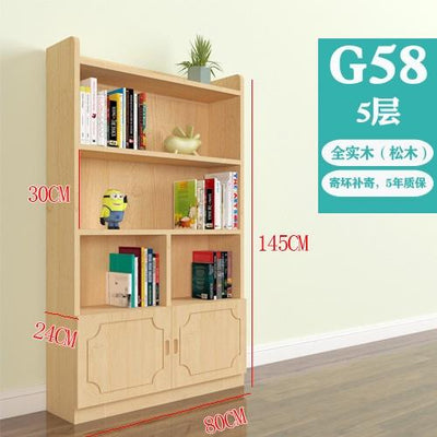 Book Shelf Solid Wood Bookshelf Cabinet Modern Simple Floor Bookcase Shelf Log Pine With Door Bay