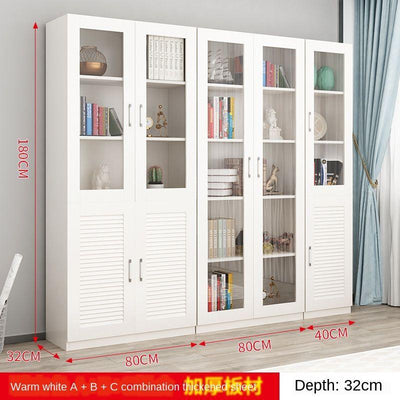 SENBIJU Bookshelf Modern Shelf Living Room Cabinet Glass Door Locker Simple Bookcase Free