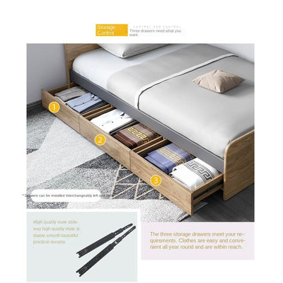 Single Bed Storage Bed 1.2m/1.5m Small Apartment Simple Modern Economic Storage Nordic Wind Bed