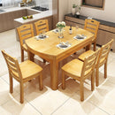 All Solid Wood and Chair Combination Round Telescopic Folding Modern Simple Dining Table Household