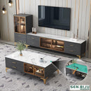 SENBIJU TV Cabinet Nordic Coffee Table Combination Gloss Tempered Glass Living Room Tv Console