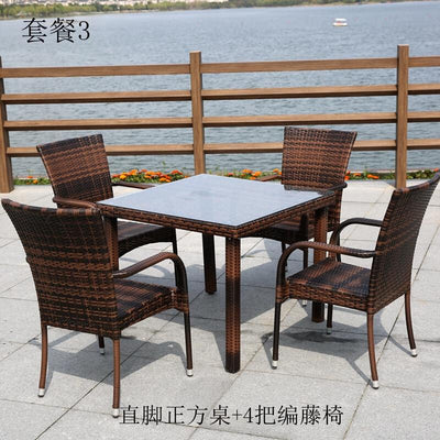 Baojing outdoor tables and chairs with umbrella courtyard leisure furniture garden iron balcony