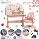 BabyDairy Children Study Desk Kids Study Table Solid Wood Adjustable School Age Kids Study Desk