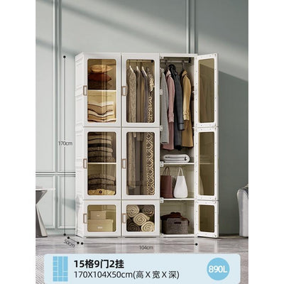 Arper Folding Wardrobe Bedroom Large Capacity Open Wardrobe Living Plastic Drawer Cabinet Foldable