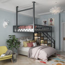 Iron art small apartment loft apartment provincial space elevated bed double compound staggered half