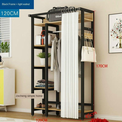 Clothes Rack Shoe Curtain With Family Clothes Rack Plus Wide Wardrobe Bedroom Multi-functional