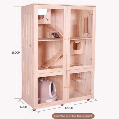 RUNPET Indoor Solid Wood Villa Cabinet Household Double Three Layer Cage Delivery Room Breeding Nest