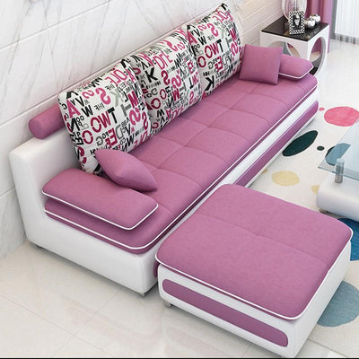 L-shaped 3-4 Seat Sofa With Footrest Living Room Economical Sofa Bed Combo Set Removable And