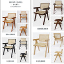 SHANJIE Nordic Solid Wood Dining Rattan Household Simple Leisure Single Hotel Restaurant Back Chair