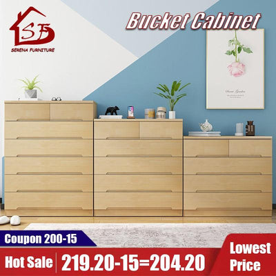 ⭐ Goods In Stock ⭐ Nordic Style Drawer Cabinet Simple Modern Bedroom Storage Drawer Cabinet Solid