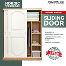 Kinbolee Solid Wood Wardrobe Multi-smell Small Wardrobe Nordic Sliding Door Wardrobe