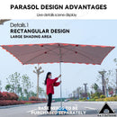 Outdoor Umbrella Parasol Stall Big Square Cloth Flat Folding Rainproof Shed Courtyard Shop