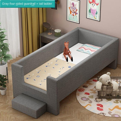 Children's Wide Plus Long Stitching with Guardrail Frame Single Male and Girl Board Pine Solid Wood