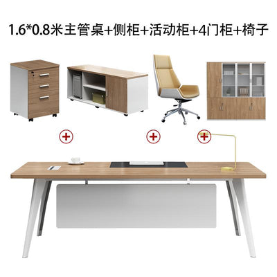 The boss's desk is simple and modern, new Chinese style office desk, single solid wood, big board,