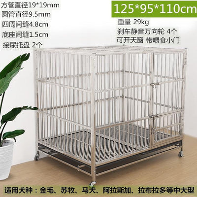 Stainless Steel Dog Cage For Small And Medium Dog Folding Cage With Toilet Thickened