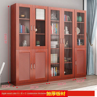 SENBIJU Bookshelf Modern Shelf Living Room Cabinet Glass Door Locker Simple Bookcase Free